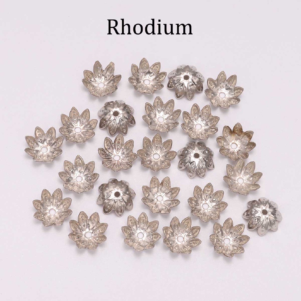 Image of 100pcs / Lot Cuentas de metal en forma de loto plateadas tamaño 8 10 mm, utilizadas para la fabricación de joyas #8