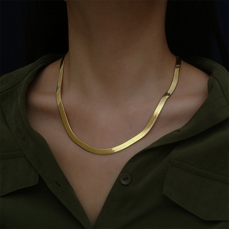 Collar De Oro 24 Quilates De 5 Mm/50 De Hoja Hueso De Serpiente Cadena De Los Hombres & amp Joyería De Mujer Regalos | Shopee Colombia