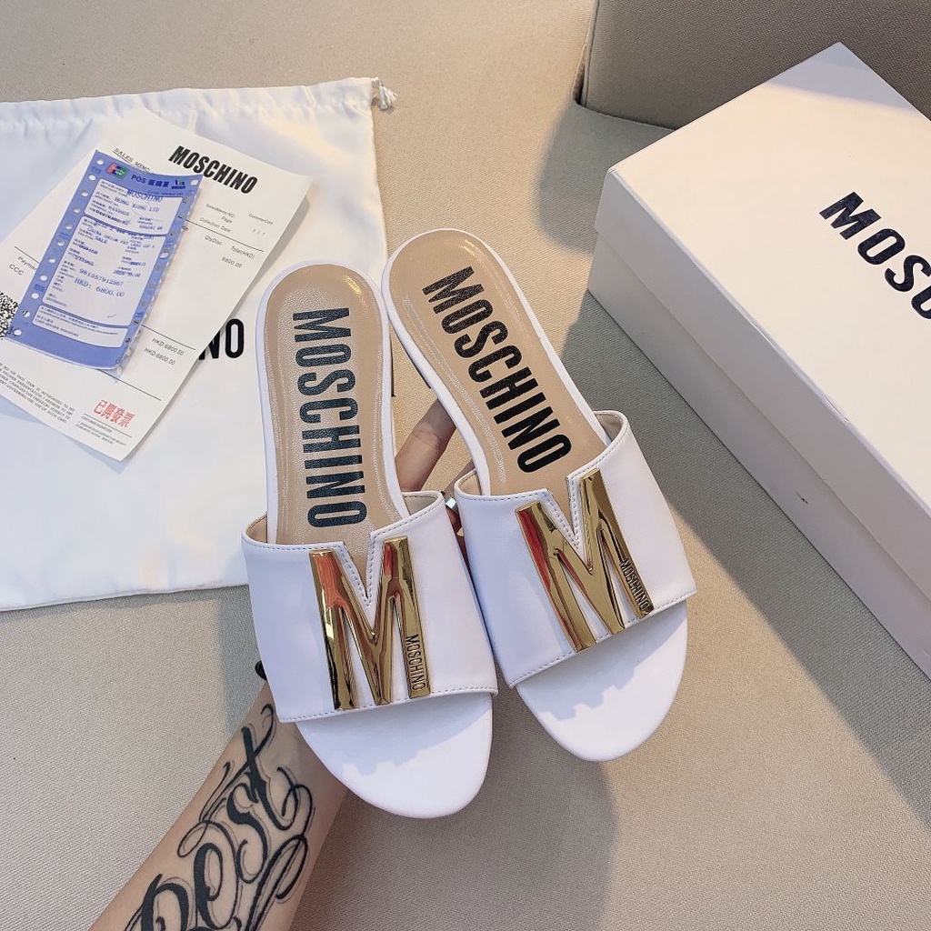 montaje insertar preparar Moschino Mujer Cuero 3 Colores Zapatillas Zapatos Planos Sandalias | Shopee  Colombia