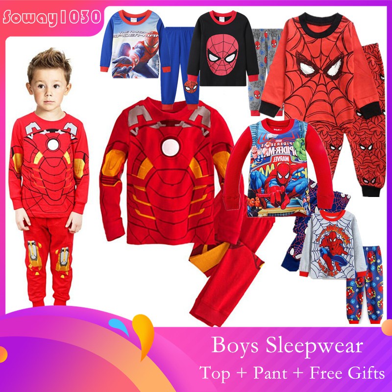2pcs Bebe Ropa De Ninos Ninos Ninas Pj S Iron Man Spiderman Pijamas Conjunto De Ropa De Hogar Ropa De Dormir Ropa De Dormir Ropa De Hogar Ropa De Hogar Shopee Colombia