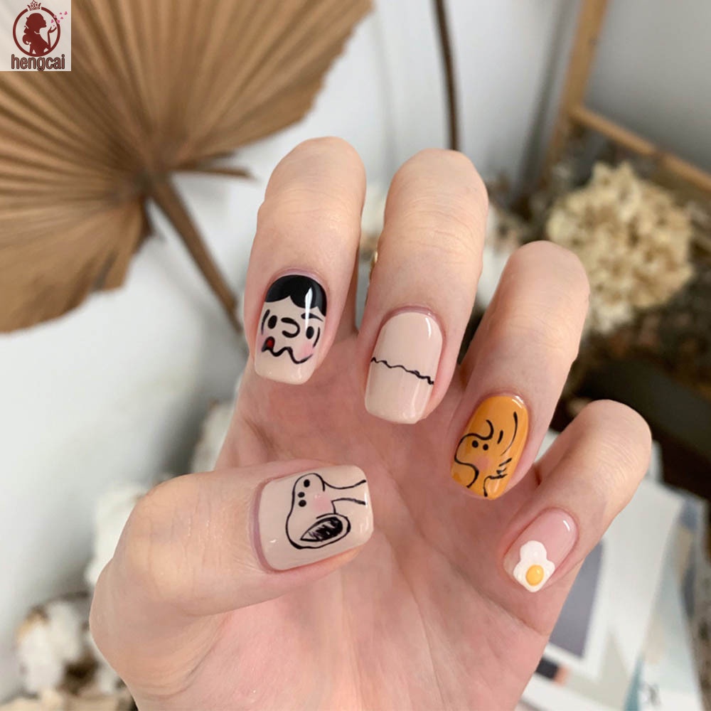 24 Piezas De Dibujos Animados Desgaste Uñas Postizas Manicura Parche |  Shopee Colombia