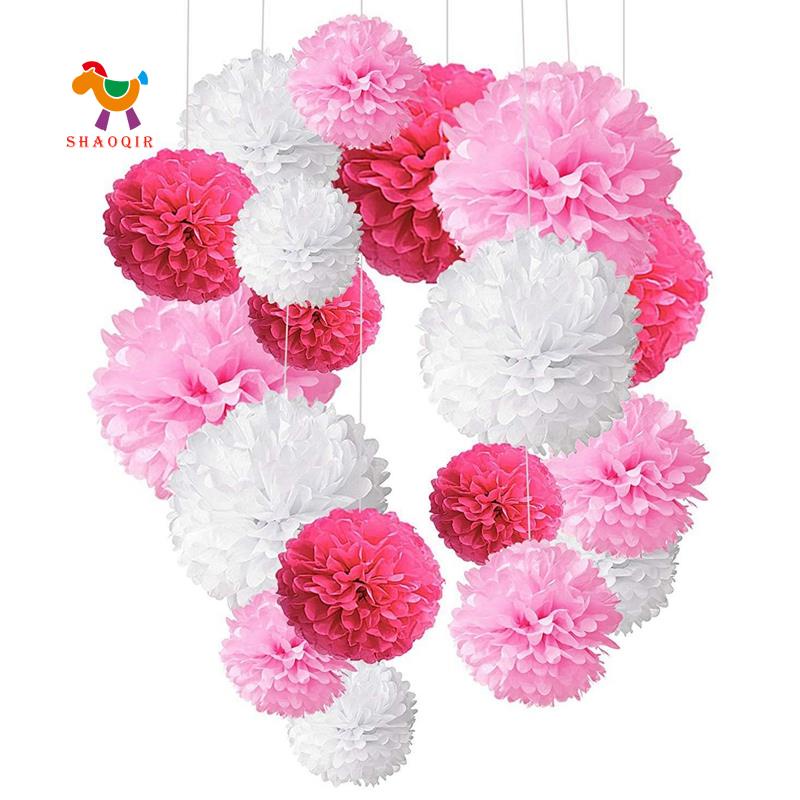 18 piezas de pompones de colores para nacimientos decoraciones de eventos-flor de papel sedoso R6P9 