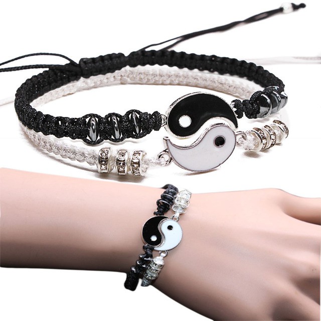 Pulsera De Pareja Moda Mejor Amigo Pulseras Para 2 Coincidencias Yin Yang Cordón Ajustable Para Bff Relación De Amistad Novio Novia San Valentín #10