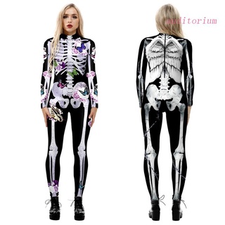Mono De Disfraz De Esqueleto De Halloween ORIUM Con Estampado De Hueso Delantero Y Trasero Para Mujer #2
