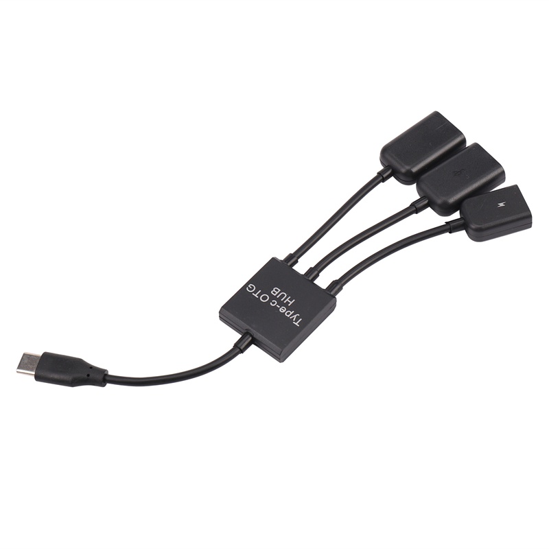 USB 3.1 Type C Male to 2 Dual USB A 2.0 Female + Micro-USB Female 3 in 1 OTG HUB