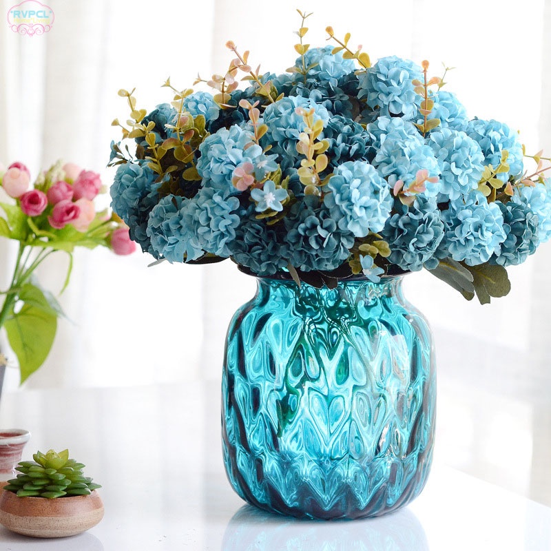 10 Cabezas Hortensias Flor Artificial Arreglo De Boda Decoración Del Hogar  Estilo Colores Brillantes Vívidos Exquisita Artesanía Fowers Artificiales |  Shopee Colombia