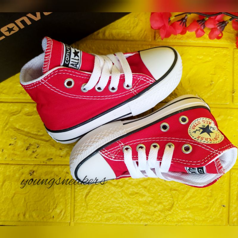 Converse all star zapatillas infantiles para niños de 1 rojo blanco alto | Shopee Colombia