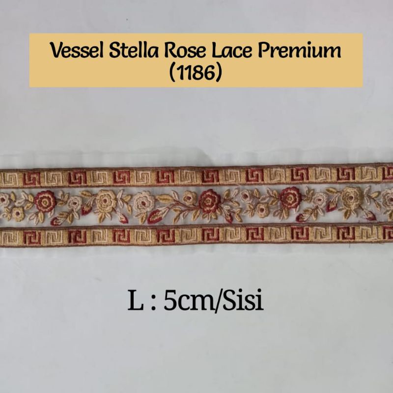 Image of Vaso Stella rose lace (1186) por metro #0