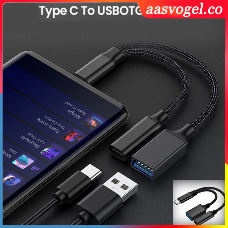 Cable Adaptador 2 En 1 USB C OTG Con Puerto De Carga PD Para Teléfono Inteligente/pc/Tableta