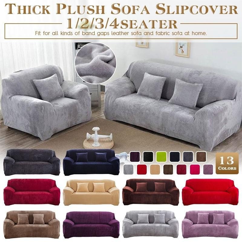 1-4 Asiento Fácil Ajuste Sofá Funda Elástica Cubierta Suave Terciopelo De  Felpa Gruesa | Shopee Colombia