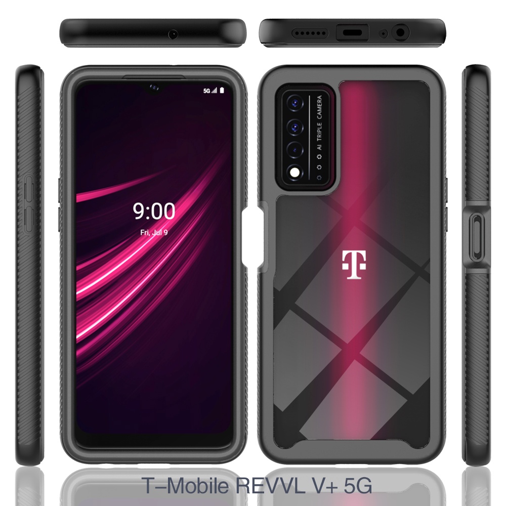 PT - Funda Híbrida De Vidrio Templado Soporte De Anillo A Prueba De Golpes Para T-Mobile RevVL 7 5G Soporte De Regalo (azul