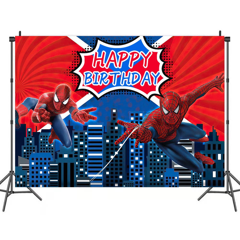 Telón De Fondo Spiderman Decoración De Feliz Cumpleaños Tema De Dibujos  Animados | Shopee Colombia