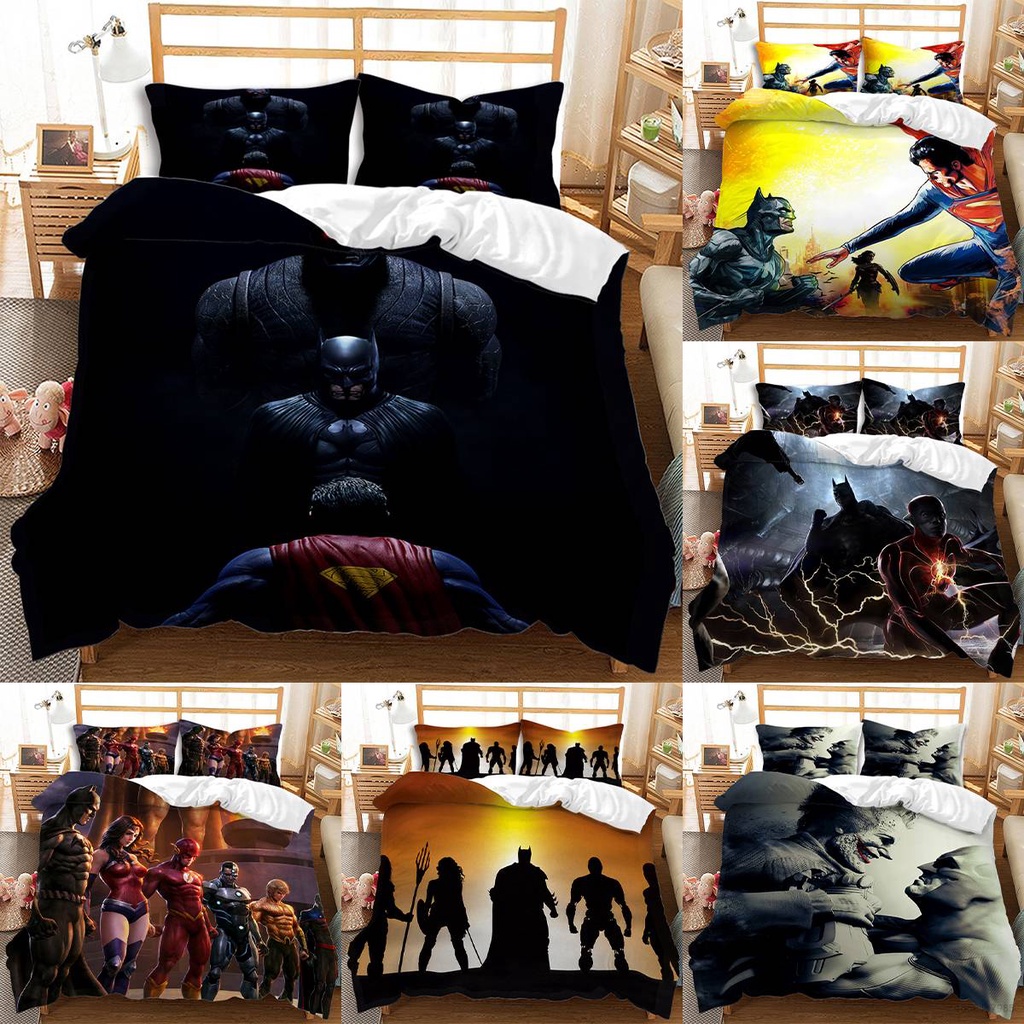 SQS DC Batman Superman Funda De Edredón Conjunto Individual Doble Tamaño  Sábana Cama Dormitorio Lavable Almohada | Shopee Colombia