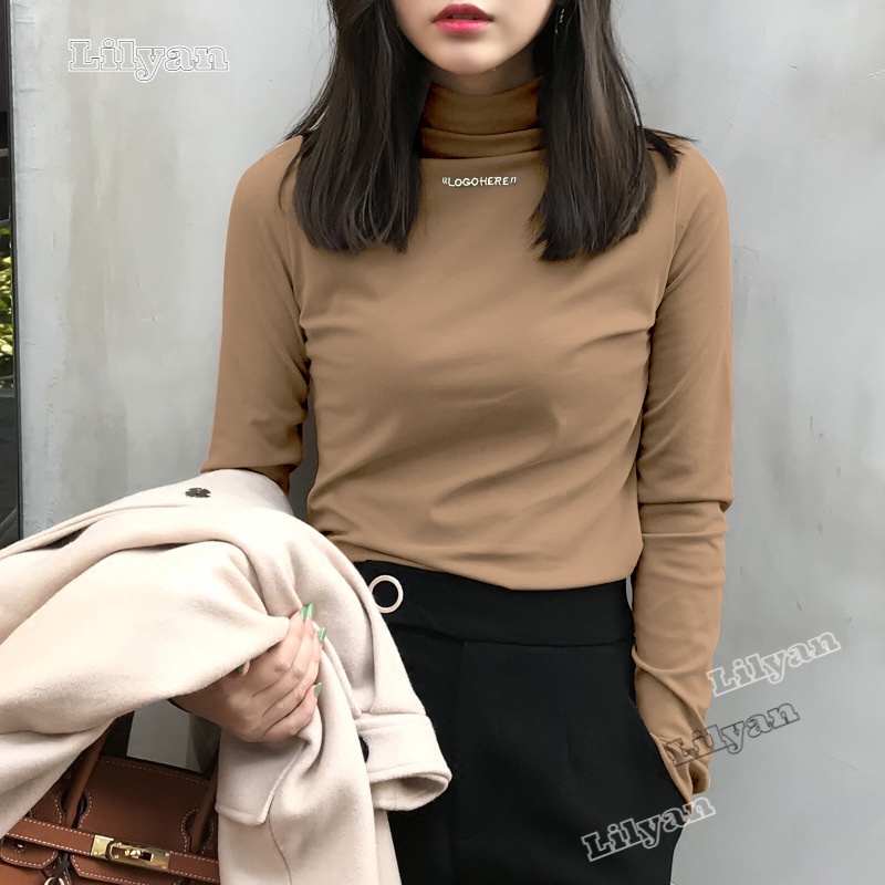 Blusa Encaje Blanca Mujer Jujutsu Kaisen Camisetas Bts Playeras Medio Cuello Alto De Felpa Camiseta Jersey Letra Bordado Slim Fit Color Sólido Manga Larga T - #4