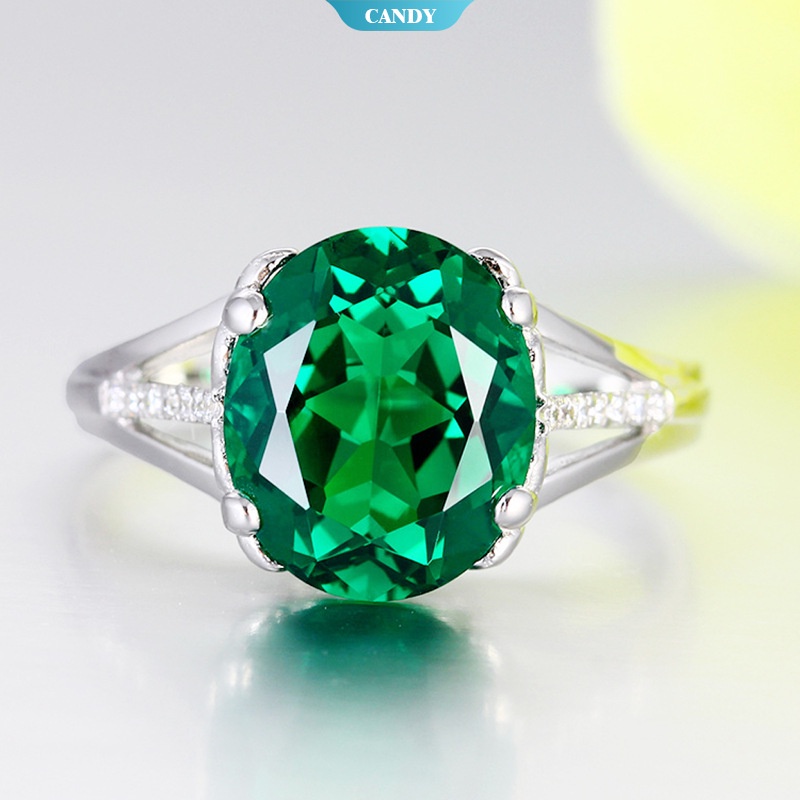 Anillos De Plata Para Mujer Joyería Ovalados Corte Real Verde Esmeralda Peridoto Circón Anillo De Boda Regalo #2