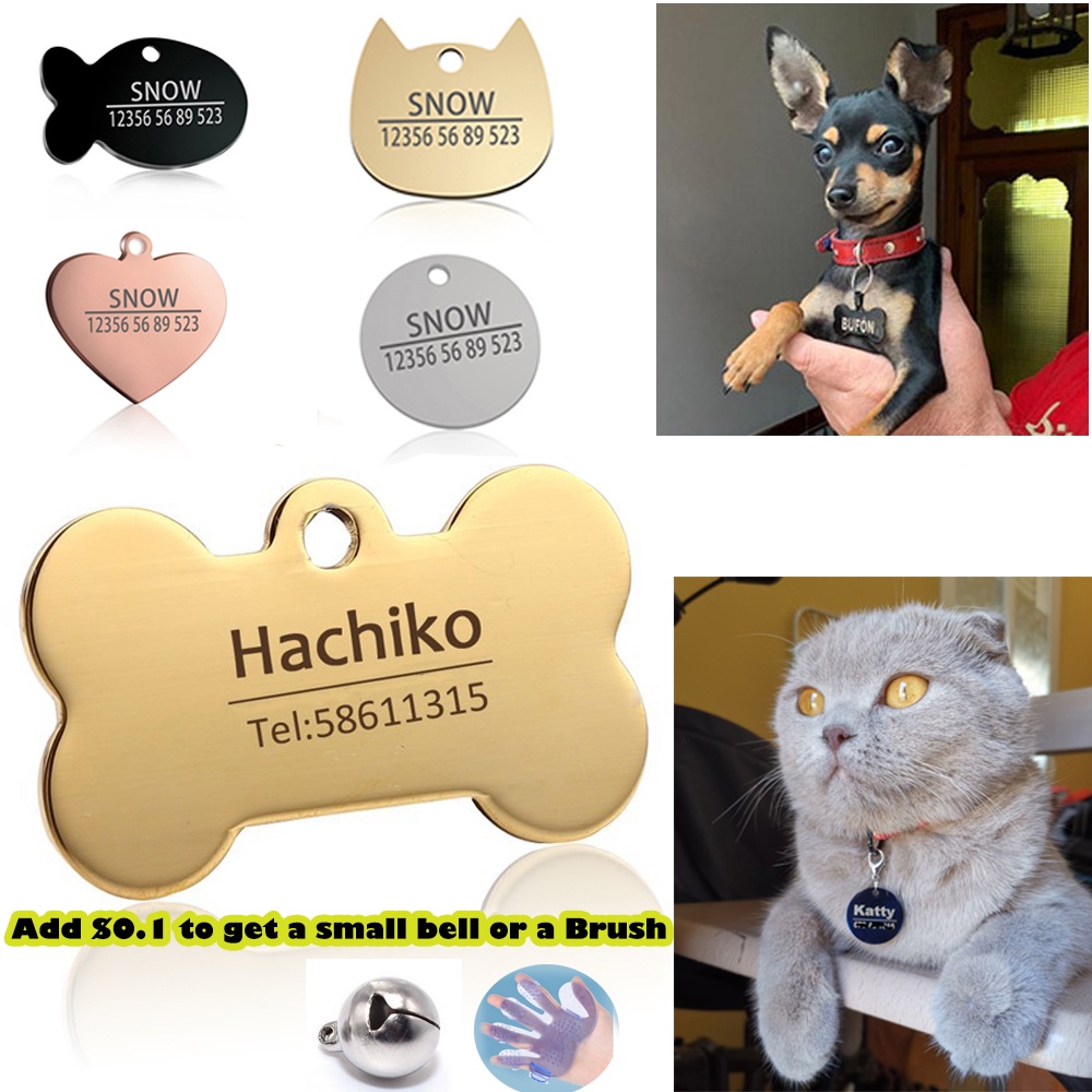 Personalizado Perro Gato Etiqueta De Acero Inoxidable Grabado Etiquetas De Identificación Para Collar Anti-Pérdida Mascota Placa Colgante Pitbull | Shopee Colombia