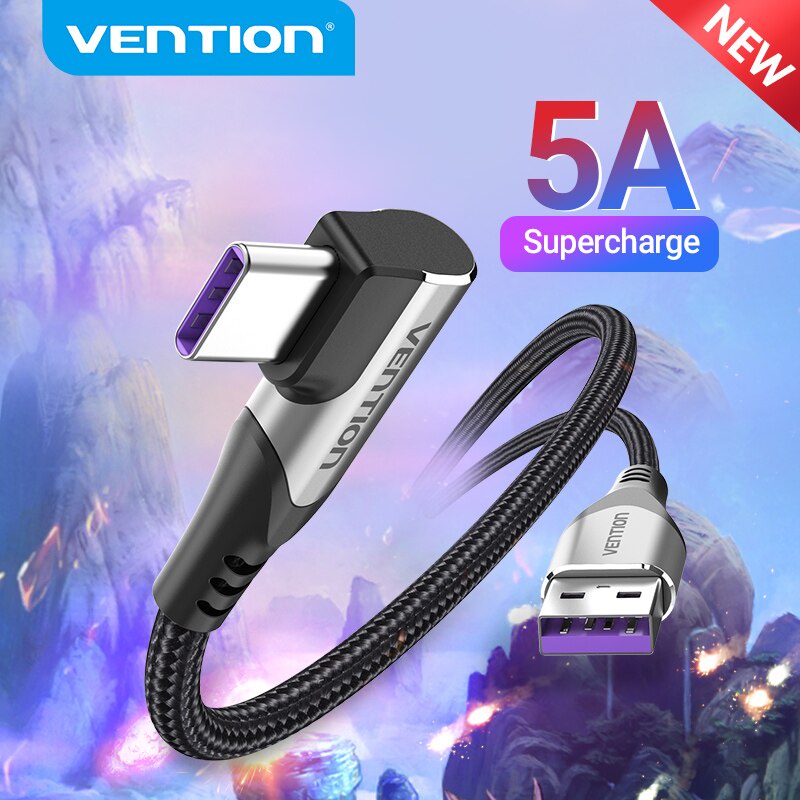 Vention 5A Cable USB Tipo C Super Charge 40W Carga Rápida 3.0 SCP Cargador De-Extra Largo Durable Nylon Trenzado Para Huawei Samsung Xiaomi Teléfono Móvil