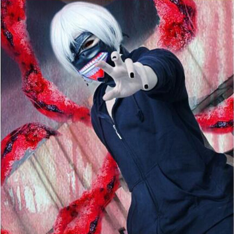 Image of 3D Tokyo Ghoul Kaneki Ken Máscara De Halloween Fiesta Cool Prop Cremallera cosplay #6