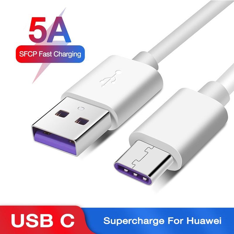 5A USB C Supercharge tipo C Cable para Huawei P30 Pro P20 Lite Mate 20 P10 USB 3.1 tipo C carga rápida carga rápida