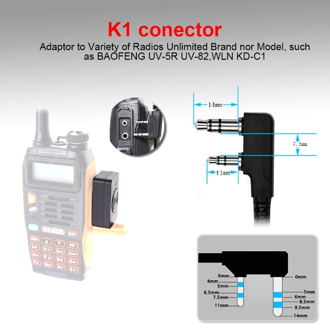 Image of Walkie talkie manos libres Bluetooth PTT auricular inalámbrico auriculares auriculares para BaoFeng UV-82 UV-5R 888S de dos vías Radio Moto Bike #6