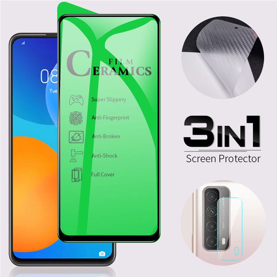 3 en 1 Huawei Nova 7i 5T 3i P40 P30 Lite Mate 20 Honor 8X Y5P Y6P Y6s Y7a Y7P Y7 Pro 2019 Y9 2019 Y9s Y9 Prime 2019 vidrio templado de cerámica +protección de la cámara +Protector de pantalla trasera película #2