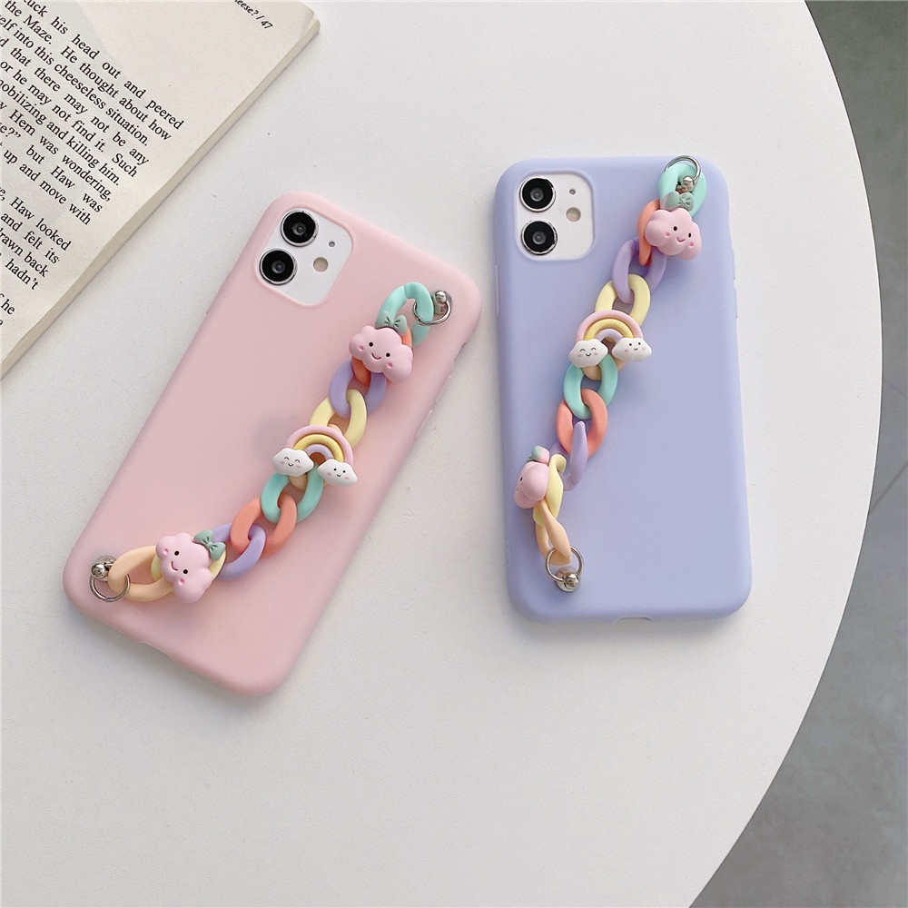 Fundas De Pulsera De Nubes De Caramelo De Dibujos Animados Para Huawei Y5 Y7 Y6 Y9 Pro Prime 2018 2019 P Smart Z Mate 20 10 30 40 Lite 20X Funda De Silicona Suave Para Cadena #4