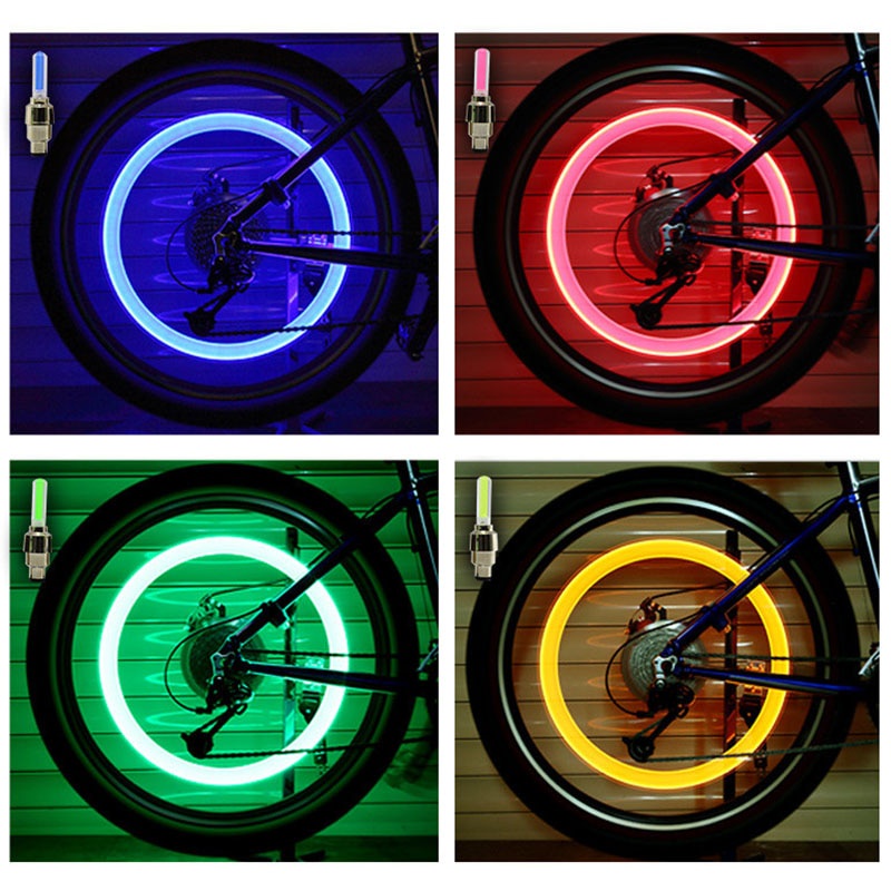 Image of 2 Luces De Bicicleta Con Sensor De Movimiento LED Con Baterías Para Carretera MTB De Montaña Neumático Válvula Accesorios-562 #1