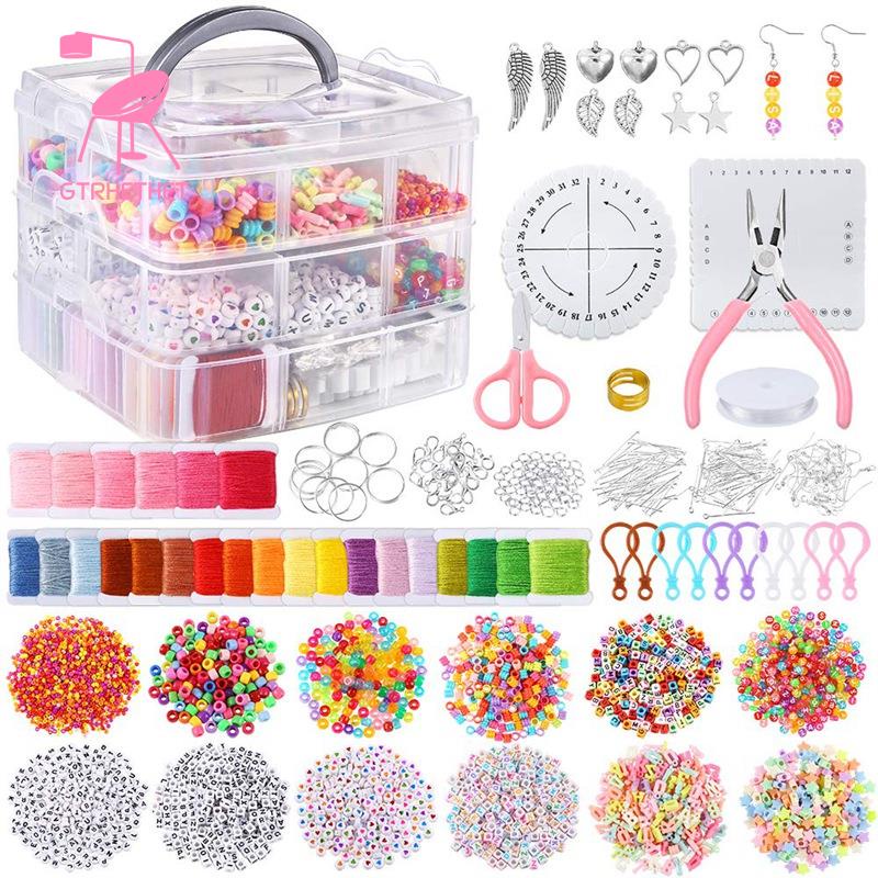 12 Estilos Kit De Pulsera De Amistad Con Cuentas De Cadena Y Letras , Hilo De Bordado De Color , Cordón Elástico , Disco De Trenzado , Hallazgos Para Pulseras , Fabricación De Joyas #2