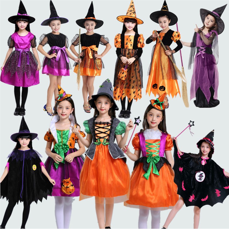 Vestido De Disfraz De Fiesta De Halloween Para Niños , Bruja De Diablillo  Lindo , Con Sombrero | Shopee Colombia