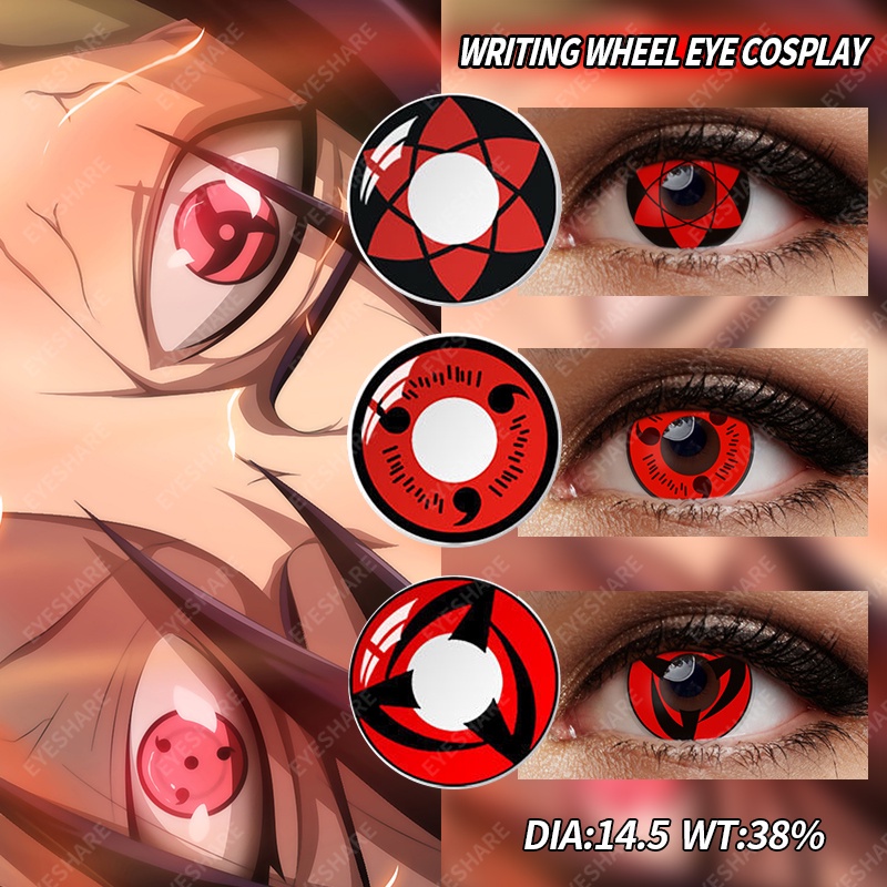 EYESHARE 2pcs Lentes De Contacto Para Disfraz De Halloween Naruto Con Desgaste Anual 0.00 Grados (w/Solución) Regalos Gratis) #5