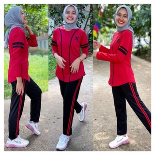 Traje de béisbol largo musulmán Licra rojo negro / camisa de gimnasia larga para aeróbicos y Fitness #1