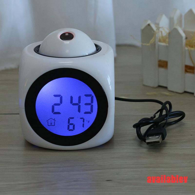 escritorio Soapow Despertador digital con pantalla LCD y pantalla de proyección con voz que habla LED de temperatura de proyección para dormitorios oficina blanco 