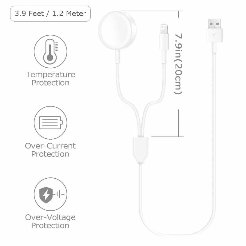 2 in 1 USB Magnetic Watch Charger Dock Charging Cable for iPhone iPod iPad iWatch