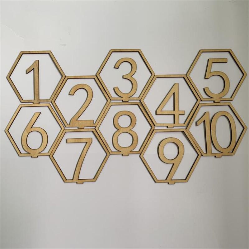 Números Letreros De Madera Boda Hexágono Mesa Número De #7