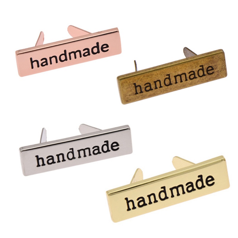 WMMB 10pcs Metal Hecho A Mano Etiquetas Para Ropa Jeans Zapatos Bolsas Rectángulo Etiqueta Impresa DIY Accesorios De Manualidades #1