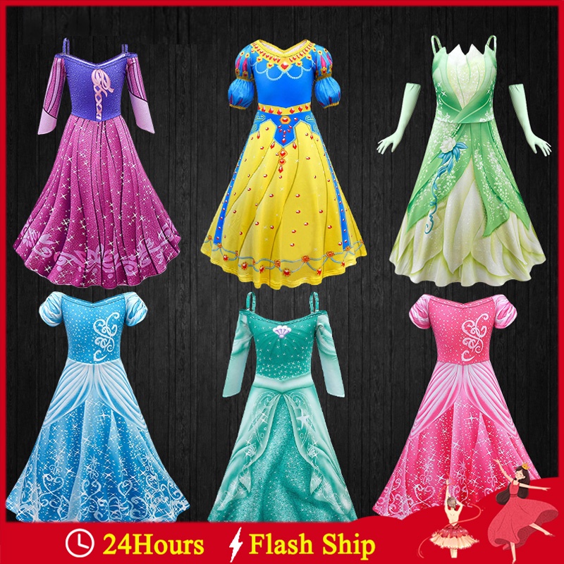 Niñas Jazmín Cosplay Halloween Niños Princesa Vestido Cenicienta Blanco  Nieve Tiana Elsa Rapunzel Fiesta De Cumpleaños | Shopee Colombia