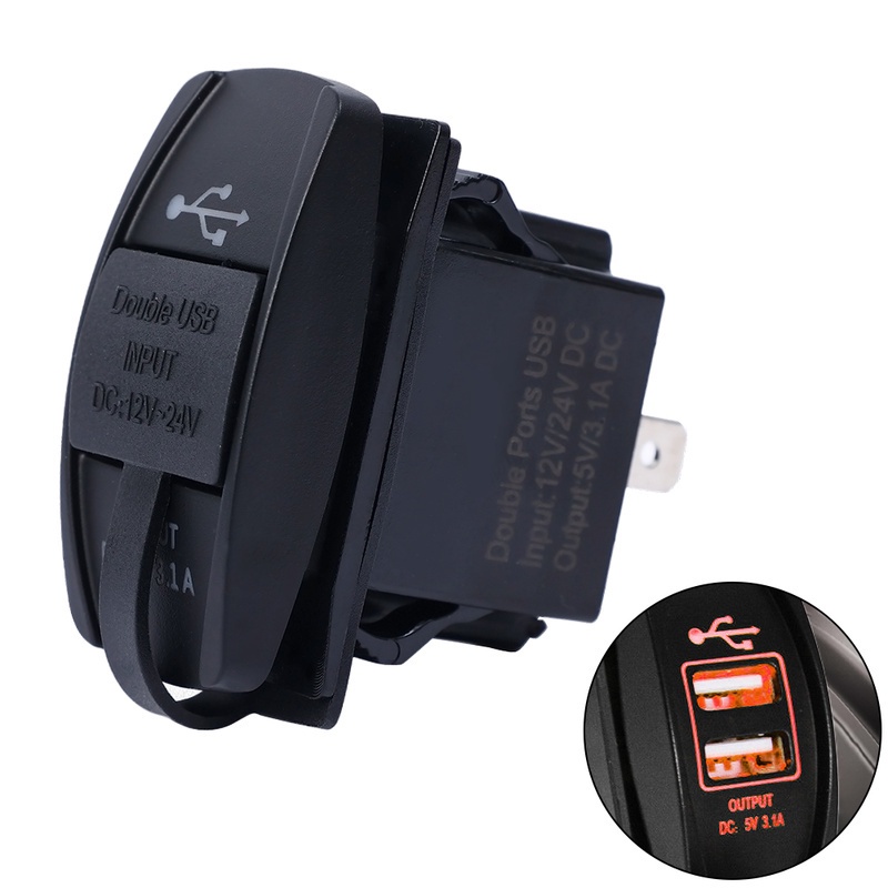 Ranuw Cargador de coche 3,1 A ángulo ajustable doble puerto USB cargador de coche 12 V 24 V voltímetro digital LED 