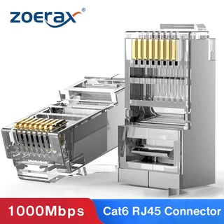 Image of thu nhỏ ZoeRax Cat6 RJ45 Conector 8P8C Modular Ethernet Cable Cabeza Enchufe Chapado En Oro Gato 6 Crimpado Red RJ 45 Crimper #0
