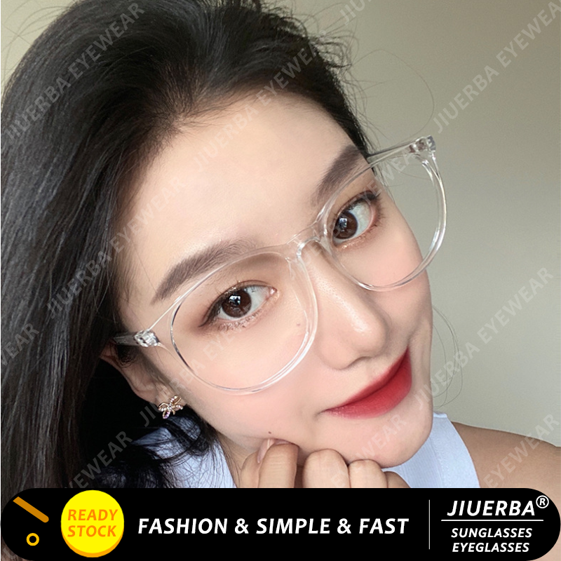 JIUERBA) Gafas de montura transparente de moda coreana para mujer antirradiación redondas retro | Shopee Colombia