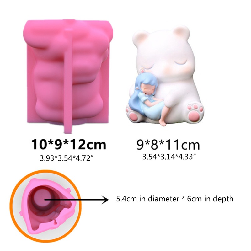 beve * Molde De Silicona 3D Lindo Oso Blanco Con Niña Maceta DIY Hecho A Mano Vela De Yeso Epoxi Resina Para Decoraciones Del Hogar