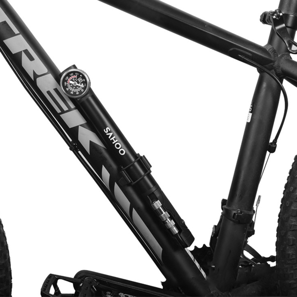 Image of 100psi Bomba De Bicicleta Portátil Con Manómetro Americano/Presta Válvula Inflador #4