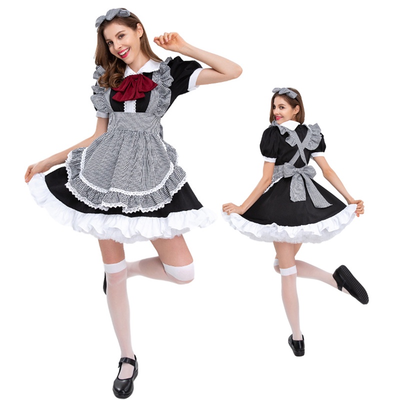 Maid Traje JSK Lolita Vestido Para Cosplay Disfraz De Manga Corta Mujer Ropa  Kawaii Arco Volantes Patchwork Corto | Shopee Colombia