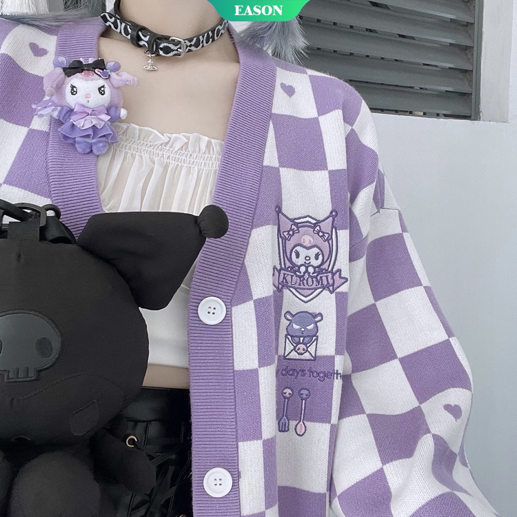 Sanrios Anime KawaiiInsins Kuromi My Melody and Cinnamoroll Cardigan Suéter Cálido Invierno Punto Suelto Abrigo De Manga Larga Nuevo 2021 casual De Las Mujeres Venta Caliente Regalo De Navidad #1