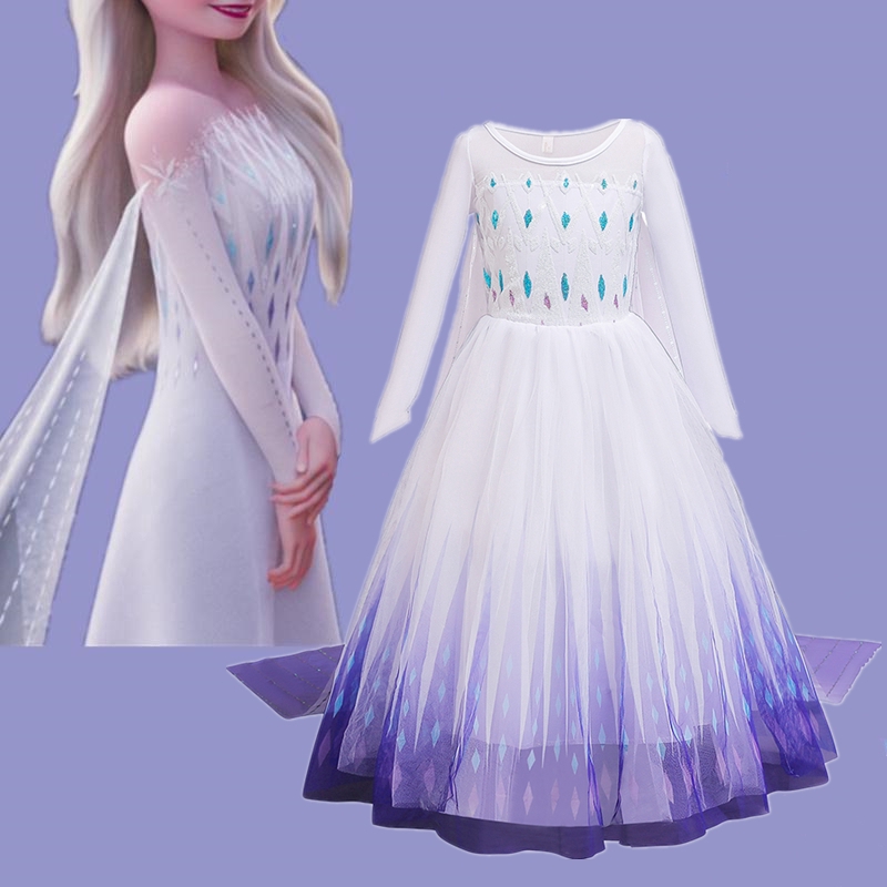 YOSICIL Disfraz de Princesa Frozen Elsa con Capa Traje de Princesa Elsa Juego y Accesorios Infantil Vestido de Princesa Algodón Costume para Halloween Regalo para Niña 3-10 años 5pcs 