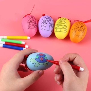 Image of diy pintura huevo ornamento simulación huevos niños regalo de cumpleaños juguete de mano trabajo pintado artesanía decorativa juguetes suministros