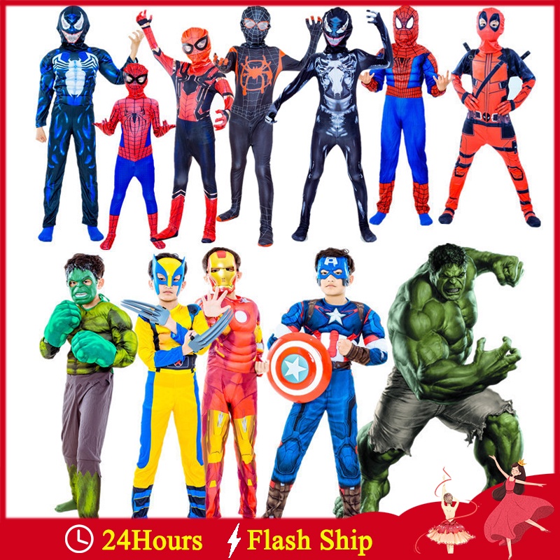 Actualizar Enumerar motivo Los Vengadores Niños Superhéroe spiderman Capitán América iron man panther  Thor Cosplay Ropa Muscular Disfraz De Halloween | Shopee Colombia