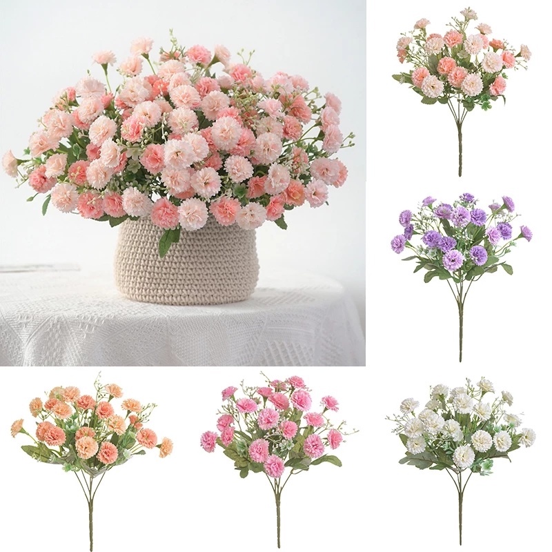 1 manojo 20 cabezas flores artificiales/estilo coreano real toque pequeño  clavel lila sosteniendo flores falsas ramo | Shopee Colombia