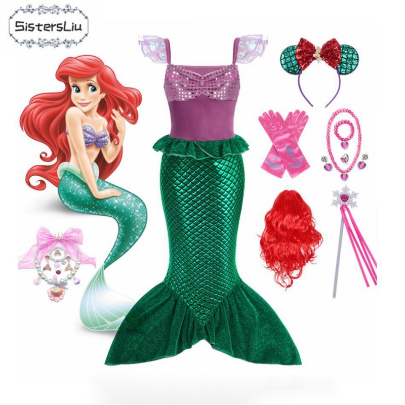 Vestido De Princesa Ariel Disfraz De Cosplay Sirena Para Niños Para Niñas  Halloween custome disney | Shopee Colombia