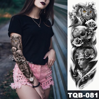 Image of thu nhỏ impermeable temporal falso tatuaje pegatina calavera animal esperanza hombres mujeres completo tótem tatto gran brazo manga tatuaje #2
