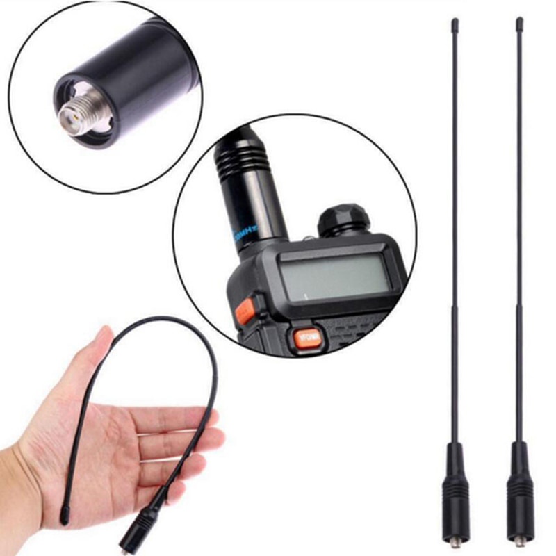 TNP NA-771S SMA Hembra De Doble Banda De Alta Ganancia Walkie Talkie Antena Suave Látigo VHF UHF Radio